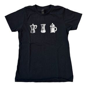 Sauce Town Coffee Graphic Women’s Black T-shirt